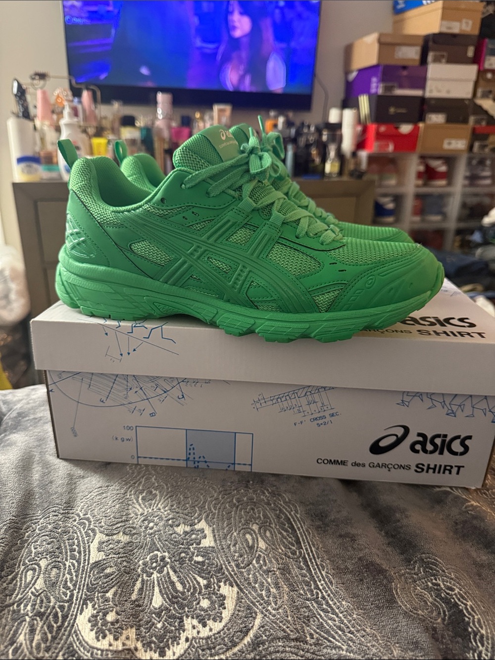 Asics x Comme des Garcons Shirt Collaboration All-Green Mesh Running Sneaker